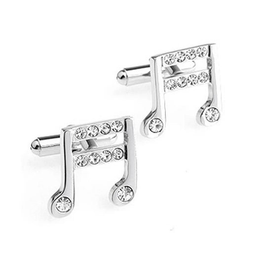 Music Note With Faux Diamonds Cufflinks